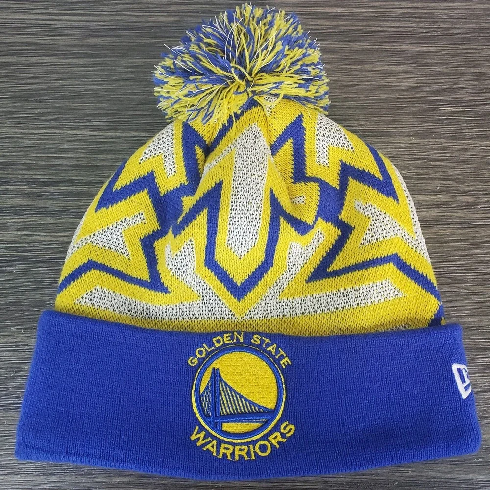 NBA New Era Golden State‎ Warriors Beanie Hat Winter Ski Cap, Retro Design